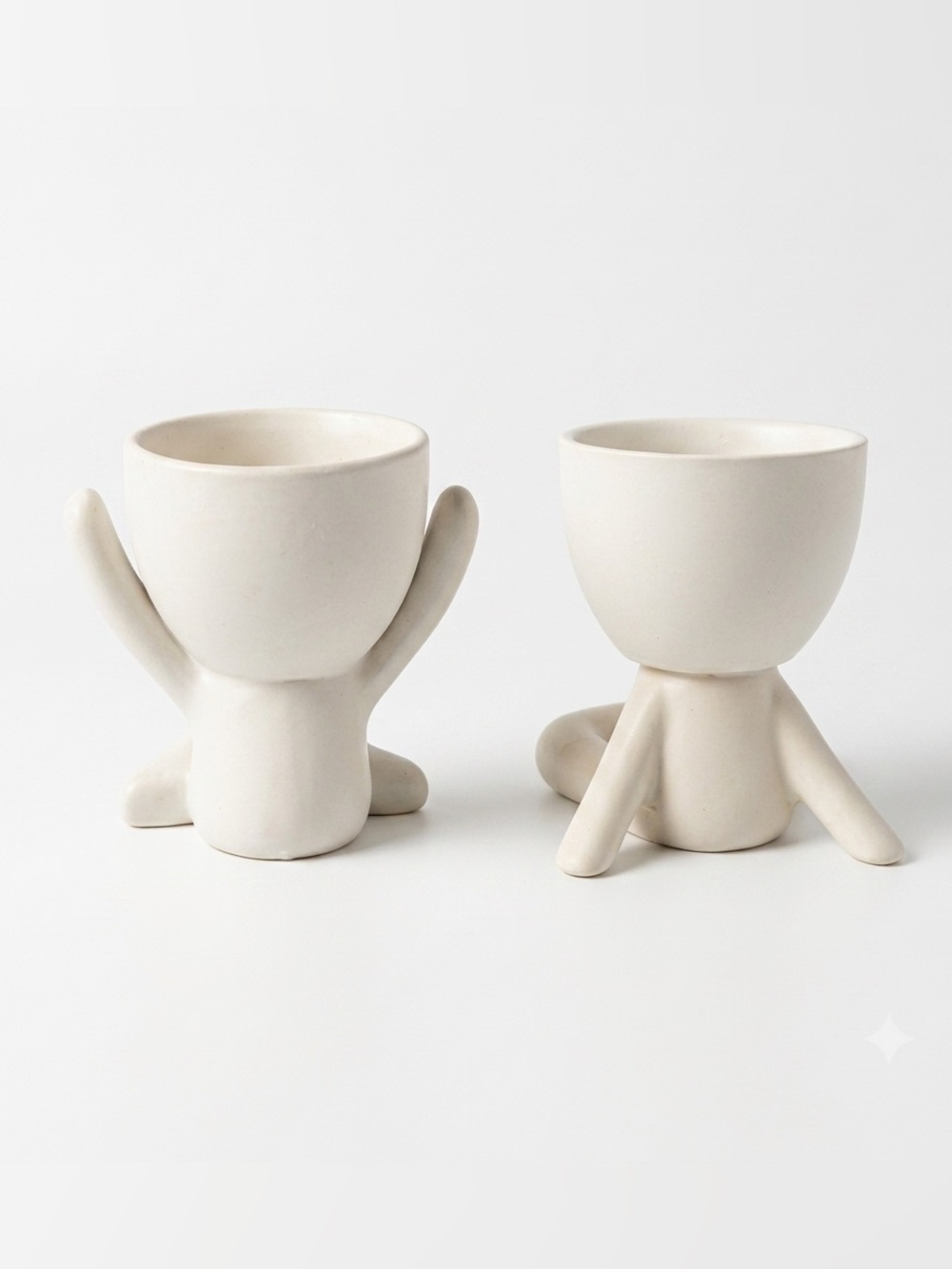 🤍 Set of 2 Modern Human Figure Bowl Planters Scandi Decor Modern Minimalist ✨ - Picture 4 of 4